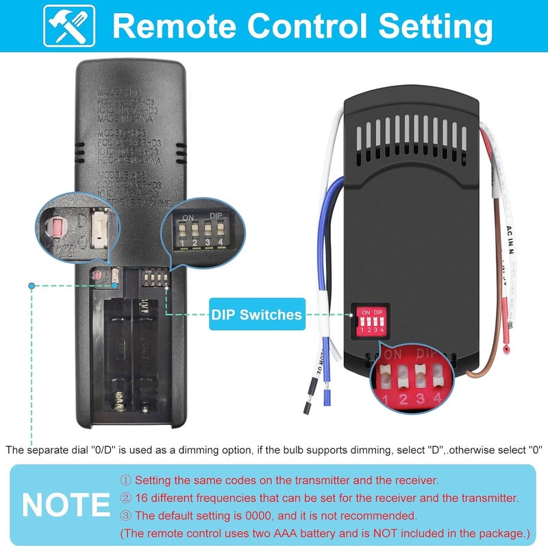COREBAY 3-Speed Universal Ceiling Fan Remote Control Kit for Hampton Bay, Replacement for Home Decorators Collection Harbor Breeze Hunter, with Timer Light Dimmer, 2AAZPHD3/HD3 KUJCE10320/TR222A - Image 3